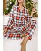 Red Christmas Plaid Print Two Piece Long Sleeve Pajamas Set - S