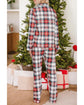 Red Christmas Plaid Print Two Piece Long Sleeve Pajamas Set - S