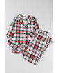 Red Christmas Plaid Print Two Piece Long Sleeve Pajamas Set - S
