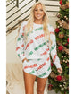 White Christmas HOHOHO Print Drop Shoulder Pullover and Casual Shorts Set - M