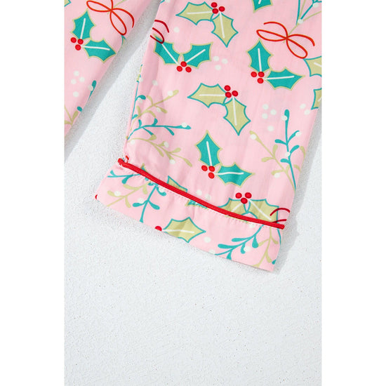 Multicolour Floral Christmas Pajamas Set - L