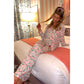 Multicolour Floral Christmas Pajamas Set - XL