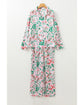 Pink Christmas Berries Plant Print Satin Long Sleeve Pajama Set - XL