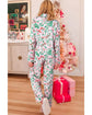 Pink Christmas Berries Plant Print Satin Long Sleeve Pajama Set - XL