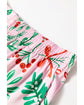 Pink Christmas Berries Plant Print Satin Long Sleeve Pajama Set - XL