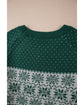 Green Christmas Snowflake Pattern Drop Shoulder Plus Size Sweater - 4X