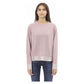 Ribbed Crew Neck Sweater with Long Sleeves and Metal Monogram Detail M Women