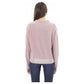 Ribbed Crew Neck Sweater with Long Sleeves and Metal Monogram Detail M Women