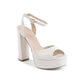 Platform Ankle-Strap Sandals - High-Heeled Leather Shoes - 39 EU