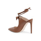 Chic Leather Pointed-Toe Mule with Bow & Gold Hardware - 37 EU