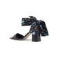 Silk Printed Heeled Sandal - 39 EU