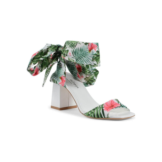 Silk Printed Heeled Sandal - 39 EU