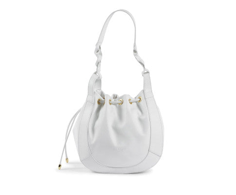 Top Grain Leather Bucket Bag with Drawstring Closure - One Size