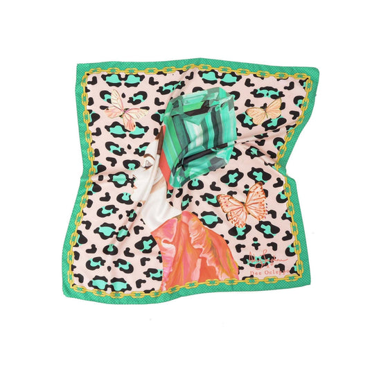 Green Leopard Silk Scarf - One Size