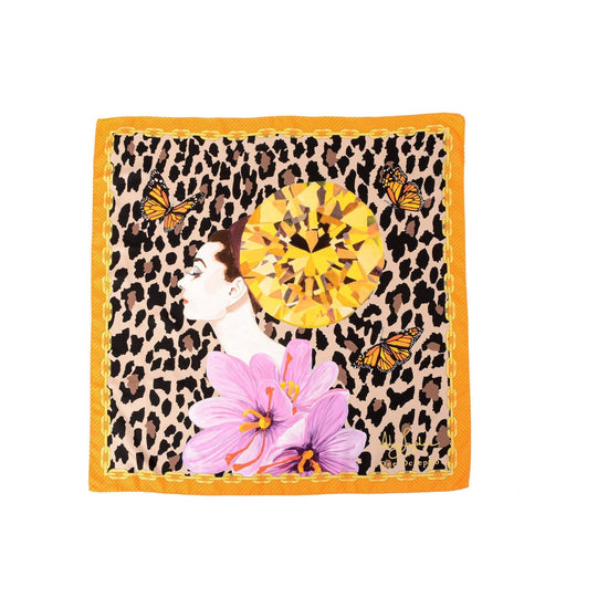 Orange Leopard Silk Scarf - One Size