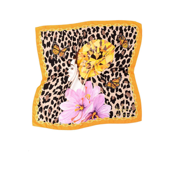 Orange Leopard Silk Scarf - One Size