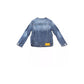 Round Neckline Denim Jacket with Metal Buttons and Contrast Stitching M Women