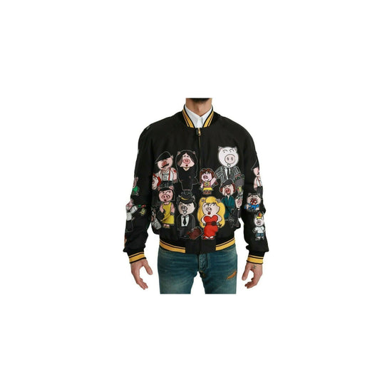 Dolce & Gabbana Bomber Jacket with Multicolor Motive 48 IT Men