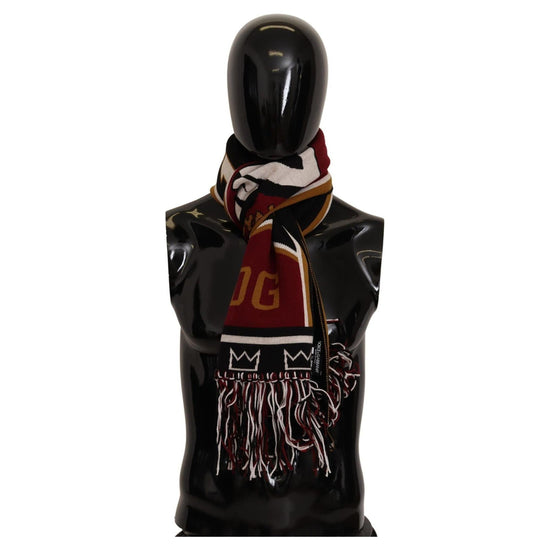 Dolce & Gabbana Multicolor Wool Scarf with DG King Lettering and Crown One Size Men