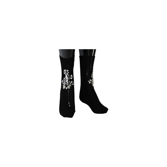 Floral Crystal Embellished Stockings Socks S Women