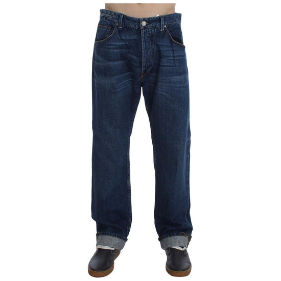 Baggy Loose Blue Wash Jeans with Logo Details by ACHT W34 US Men