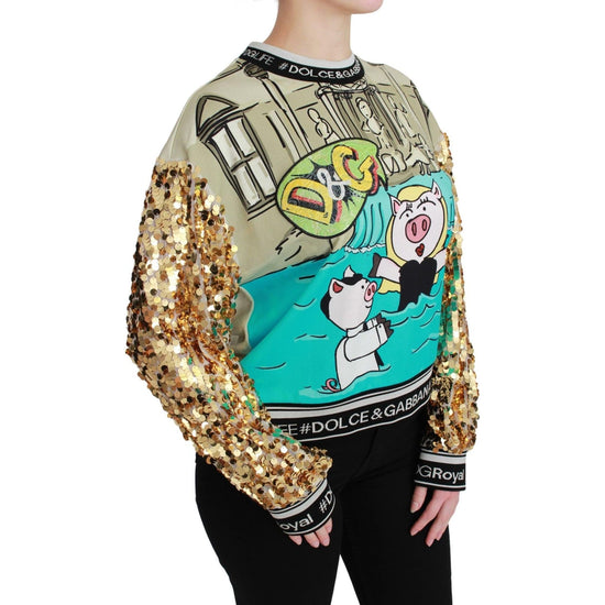 Dolce & Gabbana Crewneck Pullover Sweater with Year of the Pig Motive 40 IT Women