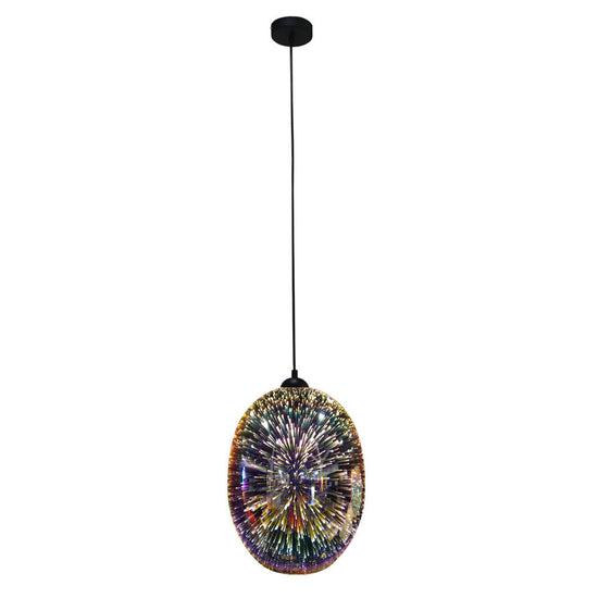 Moravian Glass Oval Pendant Light - Copper