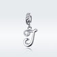 925 Sterling Silver Personalized Letter Pendant For Diy Bracelets & Necklaces Style - J