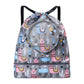Blue Waterproof Drawstring Beach Bag L Size For Kids Wet & Dry Separation Shoulder Strap - Grey L