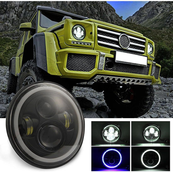 7 Inch H4 / H13 Dc 9V - 30V 3000Lm 6000K 30W Ip67 4Led Lamp Beads Car Round Shape Led Headlight Lamps For Jeep Wrangler / Harley With Angel Eye