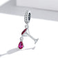 925 Sterling Silver Shimmering Wine Glass Pendant For Diy Bracelets & Necklaces