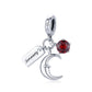 925 Sterling Silver January Birthstone Moon Pendant For Diy Bracelets & Necklaces