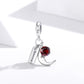 925 Sterling Silver January Birthstone Moon Pendant For Diy Bracelets & Necklaces