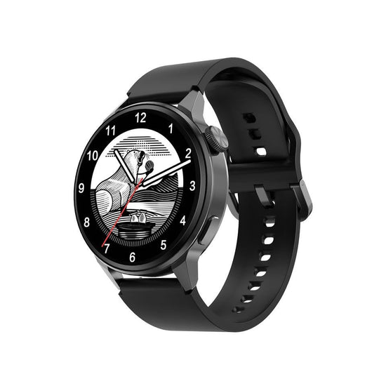 1.36 Inch Hd Screen Smart Call Watch With Nfc Function - Black Silicone