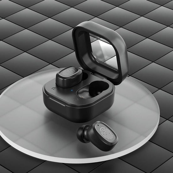 Black Wireless Earphones With Charging Case