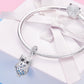 925 Sterling Silver Blue Zircon Owl Pendant For Diy Bracelets Movable Style - Pendant