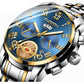 Gold Blue Multi-Function Men Quartz Watch