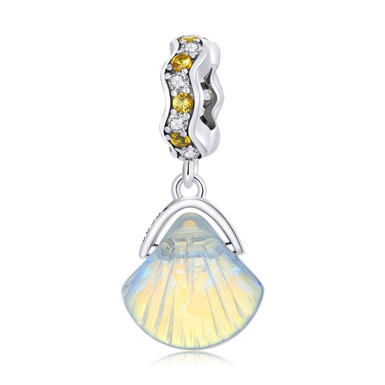 925 Sterling Silver Iridescent Shell Pendant For Diy Bracelet Or Necklace