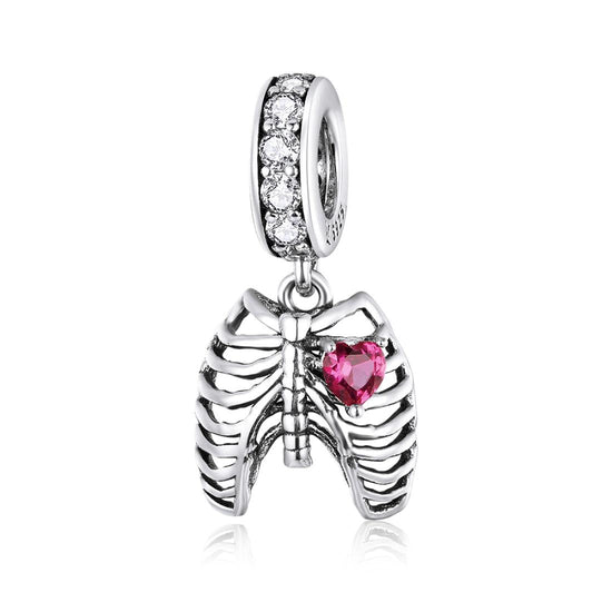 925 Sterling Silver Rib Pendant For Diy Bracelets