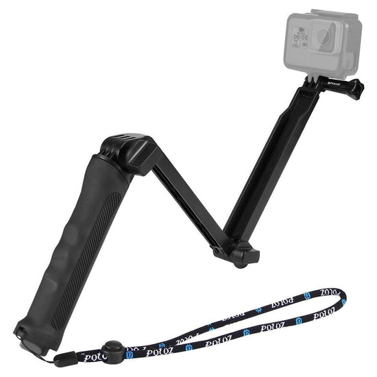 Foldable 3-Way Tripod Selfie Stick For Action Cameras - 20-58Cm Length