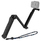 Foldable 3-Way Tripod Selfie Stick For Action Cameras - 20-58Cm Length