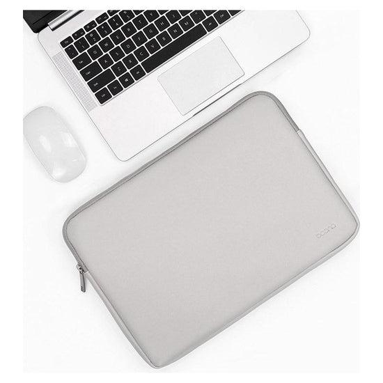 Grey Pu Leather Laptop Bag - Fits 13 / 13.3 / 14 Inch Devices