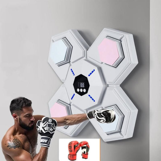 Rechargeable Bluetooth Boxing Machine With Adult & Child Gloves - Blue - With Adult Gloves Pink Blue