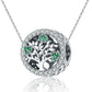 925 Sterling Silver Tree Of Life Diamond Pendant Set Style - Bead + Chain