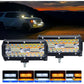 7 Inch 15W 3 Row Car Led Strip Light Working Refit Off - Road Vehicle Lamp Roof Strip Light With Yellow White Flash