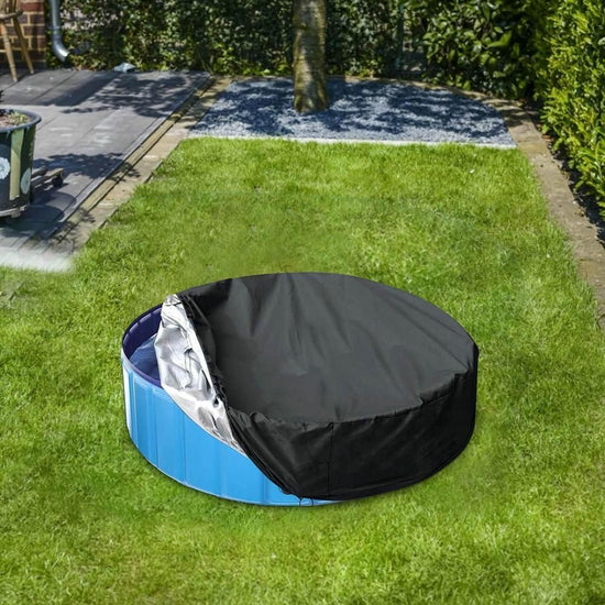 Round Foldable Pool Cover - Dustproof & Sunscreen - 122X30Cm - Black / Silver