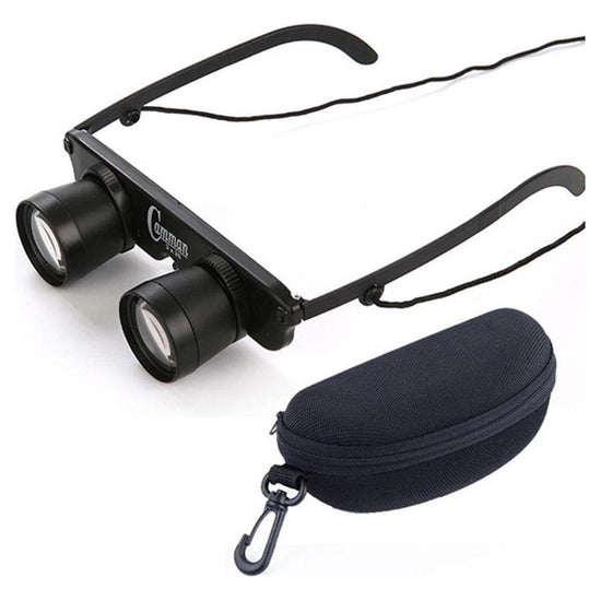 Adjustable Focus Fishing Binoculars - 3X28 With Glass Type And Zippered Case