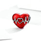 925 Sterling Silver Love Heartbeat Red Heart Pendant For Diy Bracelets & Necklaces