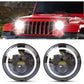 2 Pcs 7 Inch Ip68 Waterproof 6500K 75W Cree Led Headlight Hi / Lo Beam Driving Lamp For Jeep Wrangler Jk Tj Lj
