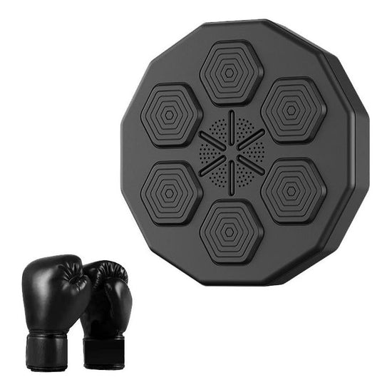 Smart Wall-Mounted Boxing Trainer With Adult Gloves - With Adult Black Gloves